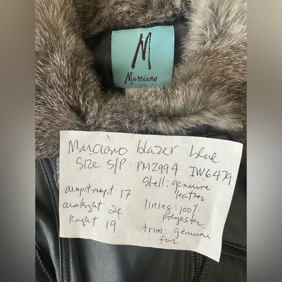 Marciano Leather Jacket with Rabbit Fur Collar - S/P - Picture 13 of 13